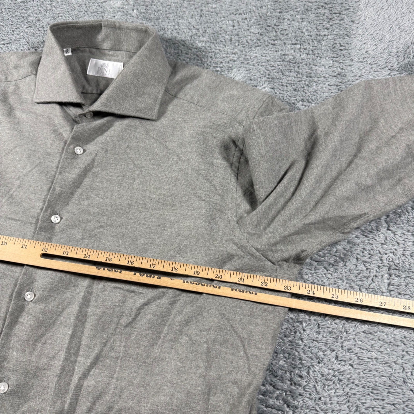 Pini Parma Flannel Shirt Mens 17/43 Made In Italy Spread Collar Brushed Cotton — image 7 of 7